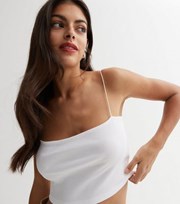 New Look White Ribbed Jersey Strappy Crop Cami